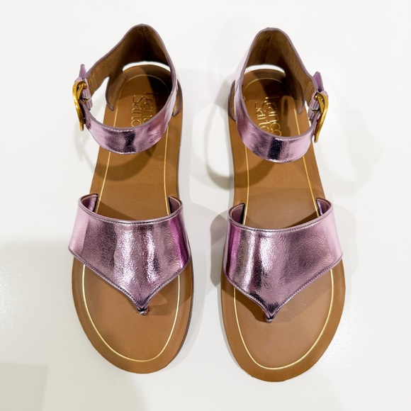 Franco Sarto Ruth Ankle Strap Flat Sandal Pink Metallic Vegan Leather 9 NEW - Picture 4 of 13